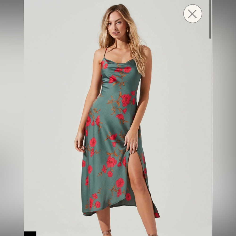 ASTR GAIA FLORAL MIDI DRESS XS